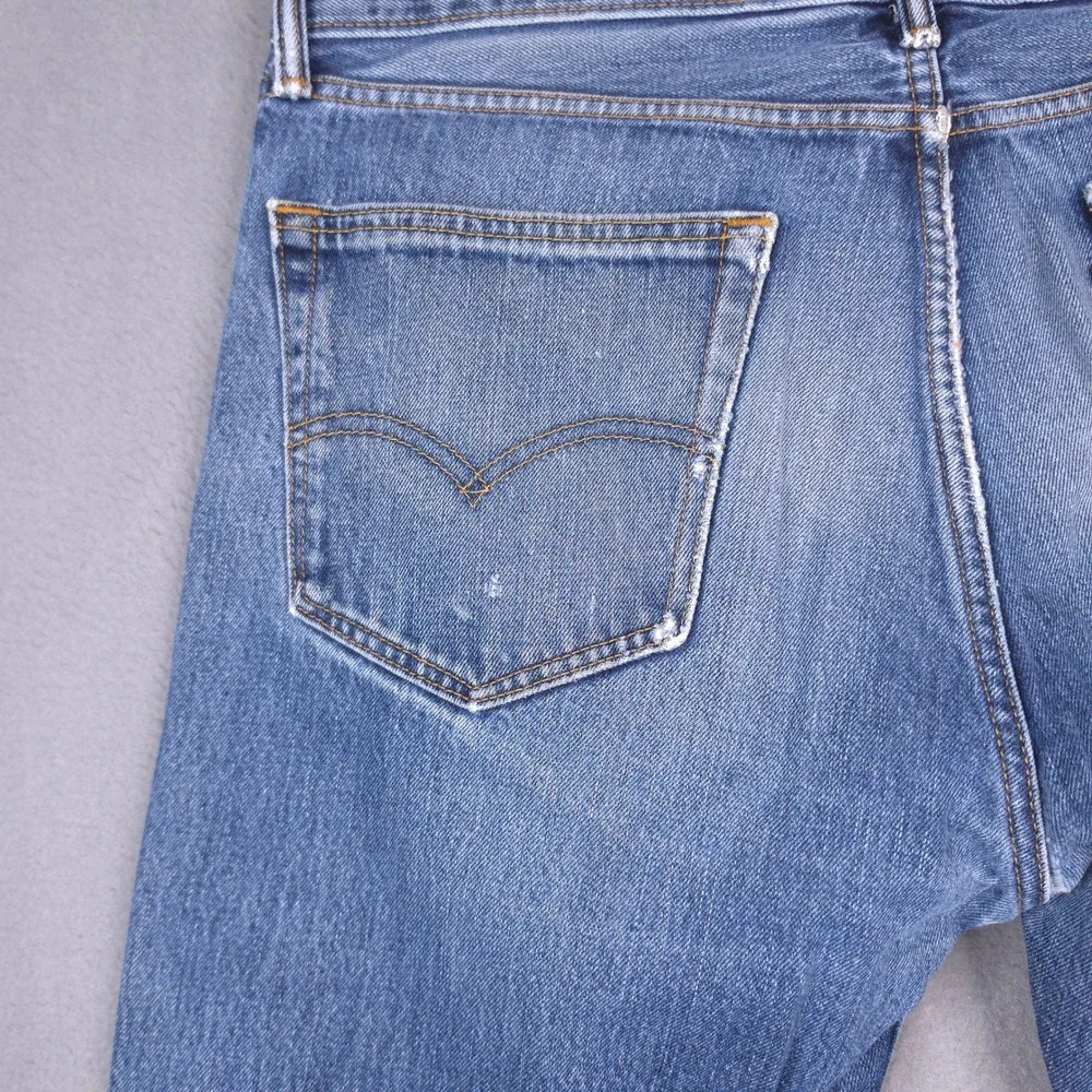 Levi's 505 Regular Fit Jeans Blue Denim 36x34 Distressed Faded Cotton Straight